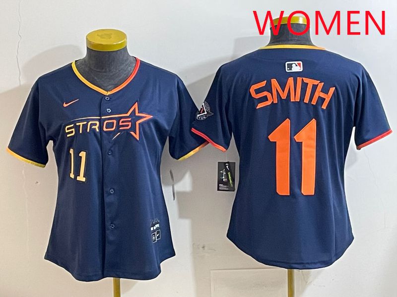Women Houston Astros #11 Smith Blue three generations Joint Name Nike 2025 MLB Jersey style 6->women mlb jersey->Women Jersey